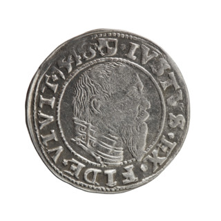 grosz, Schilling, Maciej, Albrecht Hohenzollern (Prince of Prussia; 1490–1568) — iconography: