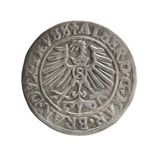 grosz; eagles; Albrecht Hohenzollern (Prince of Prussia; 1490–1568) — iconography; male bust in