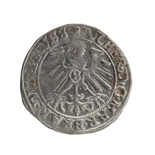 groschen, Albrecht Hohenzollern (Prince of Prussia; 1490–1568) - iconography: eagles, male busts in