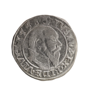 groschen, Albrecht Hohenzollern (Prince of Prussia; 1490–1568) — iconography: eagles, male busts in