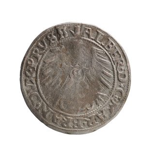 Groschen of Albrecht Hohenzollern (Prince of Prussia; 1490–1568), 1558. Obverse: Prussian eagle