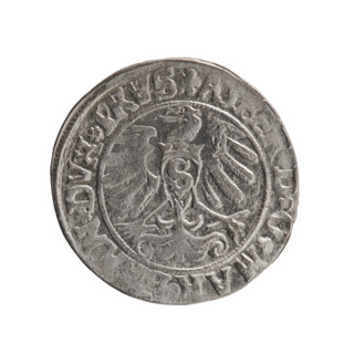 grosz, period forgery; Albrecht Hohenzollern (Prince of Prussia; 1490–1568) — iconography: eagles,