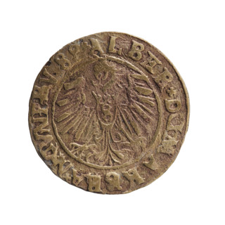 grosz, a period forgery, eagles, male busts in armor, Albrecht Hohenzollern (Prince of Prussia;