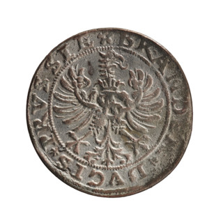 Copy of a grosz, Lippold (for the original). Obverse: Bipartite coat of arms — first field a