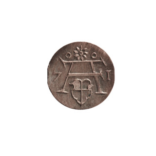 denarius, Albert Frederick Hohenzollern (1553–1619; Duke of Prussia 1568–1578). Obverse: monogram