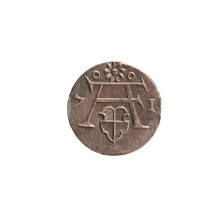 denarius, Albert Frederick Hohenzollern (1553–1619; Duke of Prussia 1568–1578), Obverse: monogram