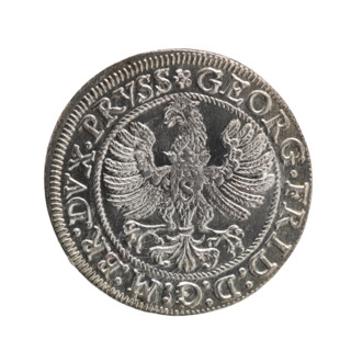 Grosz; Gulden; Pawel, publisher; Gulden, Pawel. Obverse: Prussian eagle with crowned letter S on