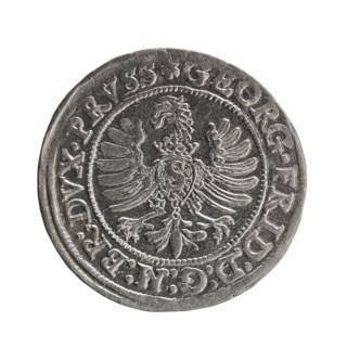 Obverse: Prussian eagle with crowned letter S on the chest; in the rim between the borders an