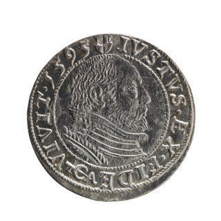 George Frederick (Duke of Karniów; 1539–1603) — iconography: Prussian eagle with crowned letter S