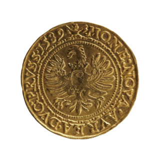 Ducat (Gulden), Pawel (publisher). Obverse: standing figure in armour turned right with a sword at