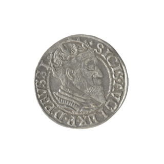 Gdansk grosz, Sigismund II Augustus (King of Poland; 1544–1572), Jagiellon dynasty; obverse: