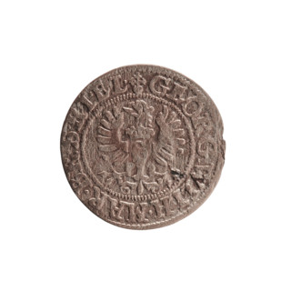 szelag; maker: Ernest Pfahler. Obverse: Prussian eagle with crowned letter S on its chest; rim