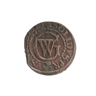 szelag by Ernest Pfahler, 1627. Obverse: Prussian eagle with crowned letter S on its chest; rim