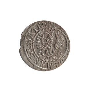 szelag; Obv.: Prussian eagle with crowned letter S on its chest; rim inscription beginning with a