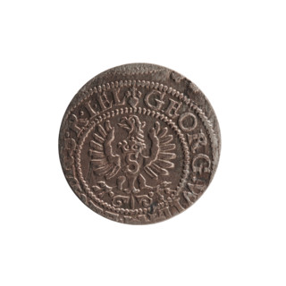 szelag; obverse: Prussian eagle with crowned letter S on its chest; rim inscription beginning with