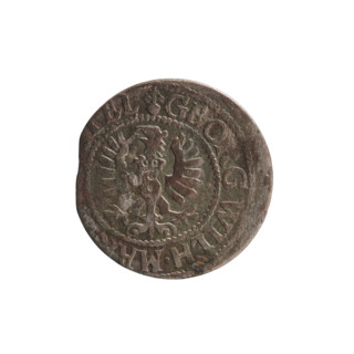 szelag, Ernest Pfahler, Prussian coin (1627). Obverse: Prussian eagle with a crowned letter S on