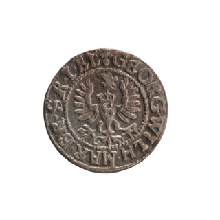 szelag; Obv. Prussian eagle, on its chest the crowned letter S; in the rim between the borders an