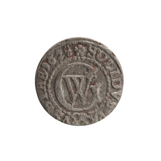 Szelag, 1628. Obverse: Prussian eagle with crowned letter 'S' on its chest; rim inscription