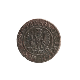 szelag; obverse: Prussian eagle with crowned letter S on its chest; rim inscription beginning with