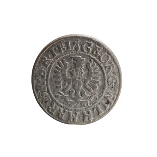 szelag, Ernest Pfahler, Prussian coin (1629). Obverse: Prussian eagle with crowned letter S on its