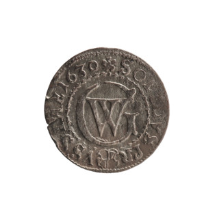 szelag, obverse: Prussian eagle with crowned letter S on its chest; reverse: monogram composed of