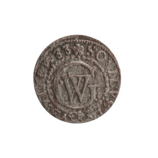 szelag; obverse: Prussian eagle with crowned letter S on its chest; reverse: monogram composed of