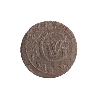 Szelag minted by Ernest Pfahler. Obverse: Prussian eagle with a crowned letter S on its chest; in