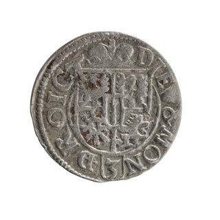 One-and-a-half coin by Ernest Pfahler, 1621. Obverse: royal orb with a cross whose arms terminate