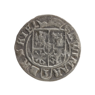 One-and-a-half coin. Obverse: under the ducal mitre, a five-field coat of arms; below in the shield