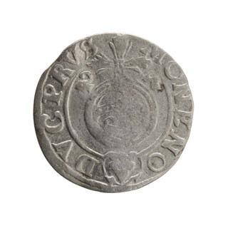 Obverse: Under the ducal mitre, a five-field heraldic shield; below in the shield the value numeral