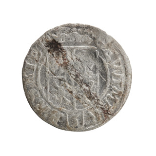 One-and-a-half (coin). Obverse: under the ducal mitre a five-field heraldic shield; below in the