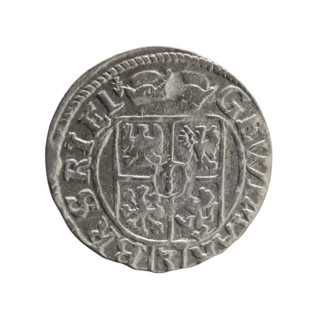 Obverse: Under the ducal mitre, a five-field coat of arms; below in the shield the value numeral 3.