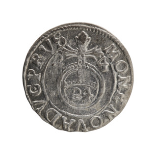 One-and-a-half coin. Obverse: under the ducal mitre, a five-field coat of arms; below in the shield