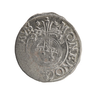 One-and-a-half; maker: Ernest Pfahler. Obverse: under the ducal mitre, a five-field heraldic shield
