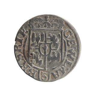 One-and-a-half coin by Ernest Pfahler, 1625 (Königsberg). Obverse: under a ducal mitre, a