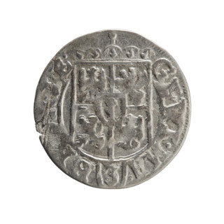 Orb of rule (iconographic); cross (iconographic); coats of arms. Obverse: Under a ducal mitre, a
