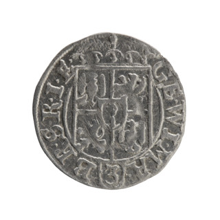One-and-a-half (3), Ernest Pfahler. Obverse: under the ducal mitre, a five-field coat of arms;