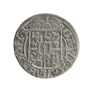 One-and-a-half coin. Obverse: Under the ducal mitre, a five-field heraldic shield, below in the