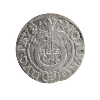 One-and-a-half, Ernest Pfahler. Obverse: Under the ducal mitre, a five-field coat of arms; below in