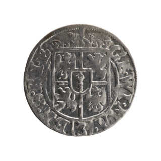 One and a half; maker: Ernest Pfahler. Obverse: Under a ducal mitre, a five-field heraldic shield