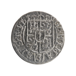 One-and-a-half, Ernest Pfahler. Obverse: under the ducal mitre, a five-field heraldic shield; below