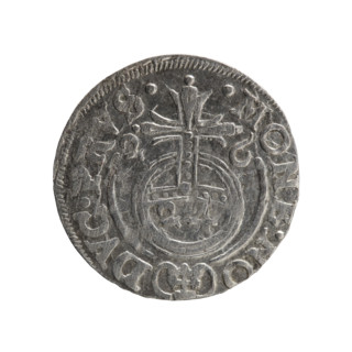 One-and-a-half coin; maker: Ernest Pfahler. Obverse: under the ducal mitre, a five-field heraldic