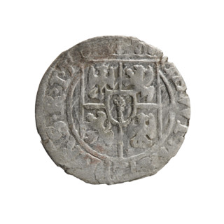 Obverse: Under the ducal mitre, a five-field heraldic shield with the value numeral below; in the