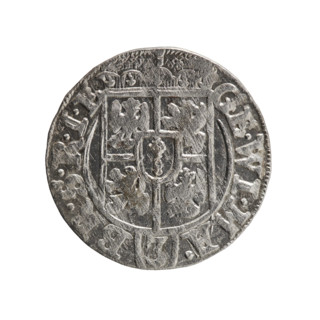 One and a half, Ernest Pfahler. Obverse: under the ducal mitre, a five-field heraldic shield with