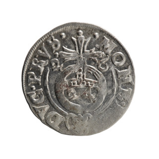 One-and-a-half; Ernest Pfahler. Obverse: Under the ducal mitre, a five-field heraldic shield; below
