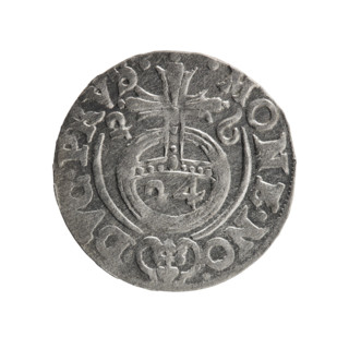 Obverse: Under the ducal mitre, a five-field heraldic shield; below in the shield the value numeral