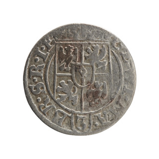 One-and-a-half coin. Obverse: under the ducal mitre, a five-field coat of arms; below in the shield