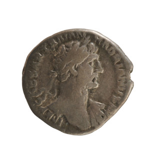 Denarius, Hadrian (76–138; Roman emperor 117–138). Obverse: bust of the emperor with a laurel