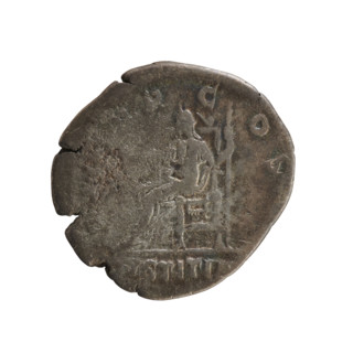 Denarius of Hadrian (76–138; Roman Emperor 117–138). Obverse: Bust of the emperor with a laurel