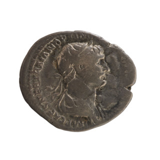 Denarius, Trajan (53–117 CE), Roman emperor (98–117). Obverse: bust of the emperor with laurel